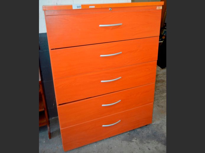 CHERRY FOIL 5-DRAWER TIDY FILE, 113 x 60 x 153cm