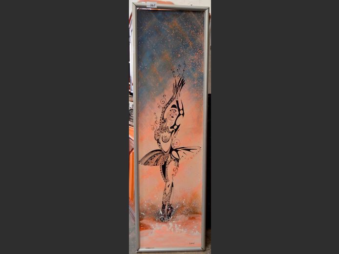 ALUMINIUM FRAMED OIL ON BOARD "BALLET DANCER" BY LEONE, 180 x 48cm