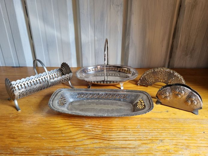 Silver-Plated Serving Suite: Filigree, Scalloped, and Embossed Tableware