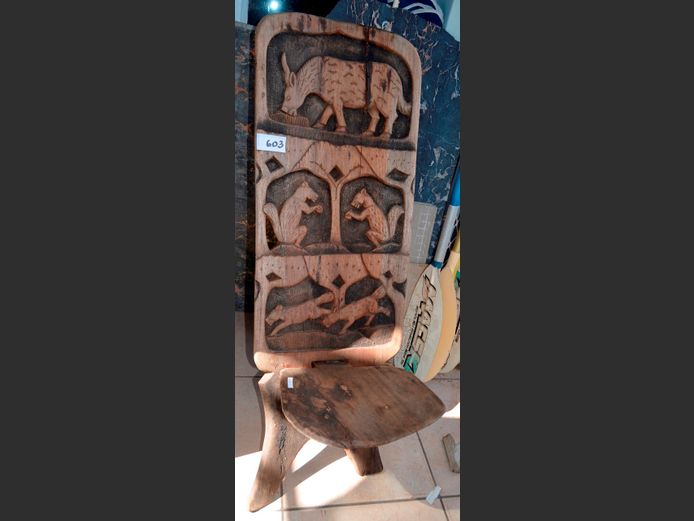 CARVED AFRICAN CHAIR [Weathered]
