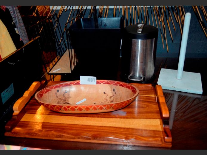 WOODEN TRAY, WOODEN BOWL, MAGAZINE STAND, etc [61,62]