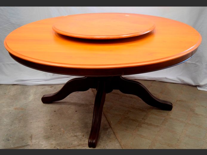 YELLOWWOOD & IMBUIA CIRCULAR DINING TABLE WITH LAZY SUSAN, 170cm Diameter x 78cm