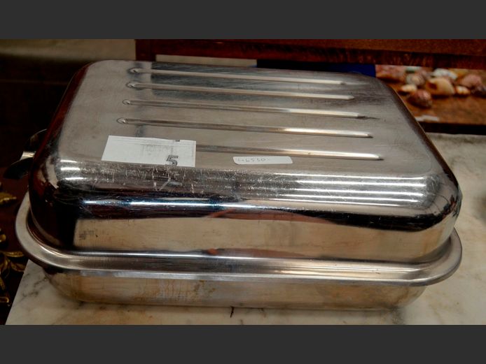 STAINLESS STEEL DOUBLE ROASTER, 38.5 x 28 x 14cm