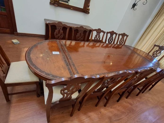 Wooden dining table with 12 chairs (STC)