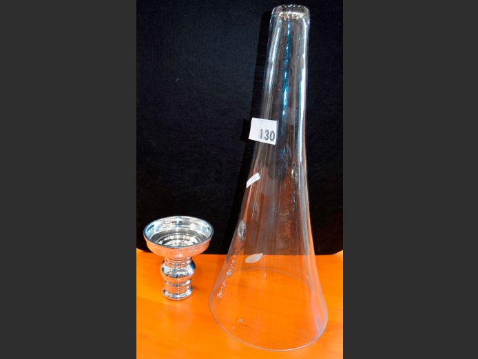 GLASS VASE WITH STAND, 70cm High [Base loose]
