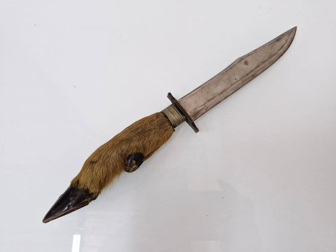 Vintage Deer Hoof Handle Hunting Knife