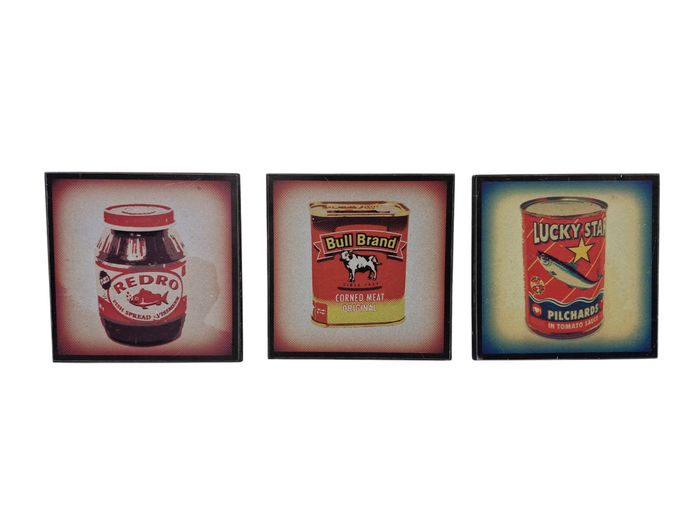 Set of 3 Retro Style South African Pop Art Brand Plaques
