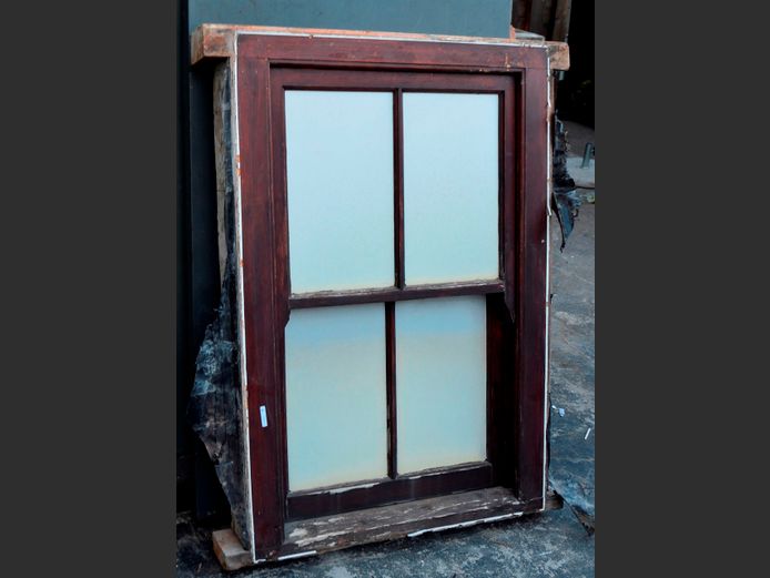 TEAK SASH WINDOW, 120 x 90cm
