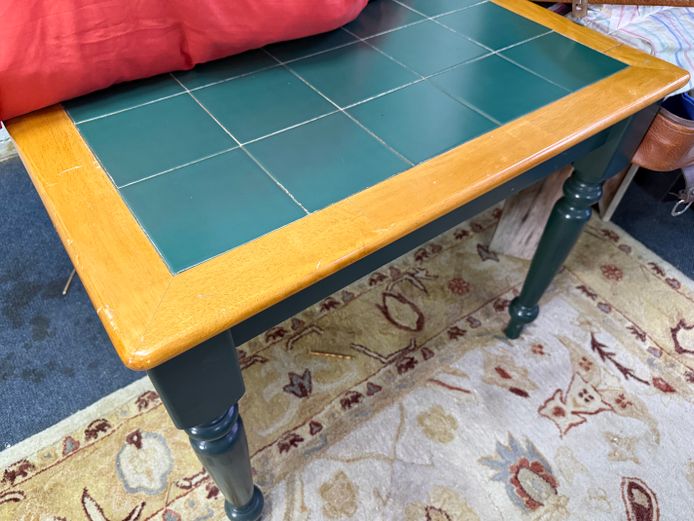 Table with Green Tile Inlay 