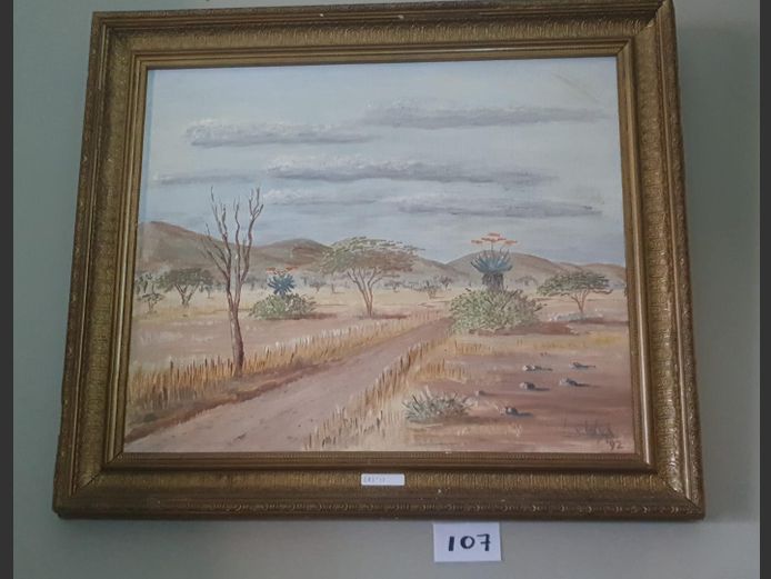 GILT FRAMED OIL ON BOARD "LANDSCAPE" BY L VAN WYK