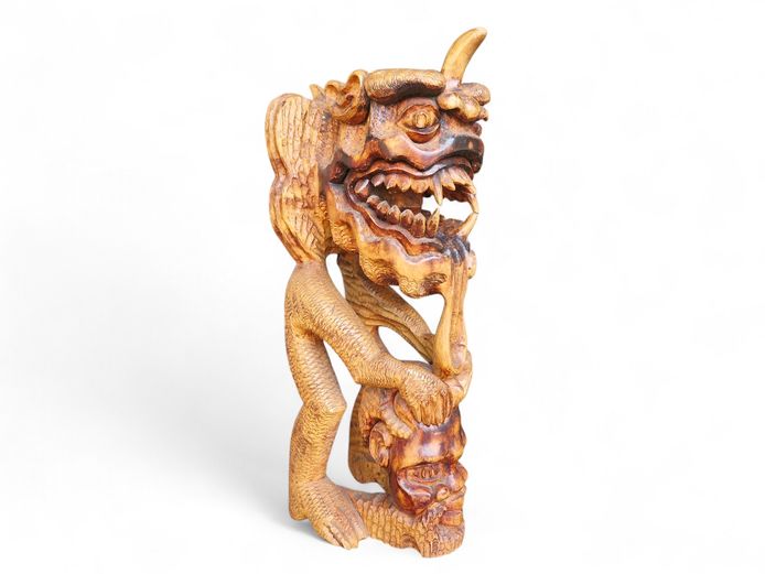 Large Hawaiian Hand-Carved Wooden Tiki Statue