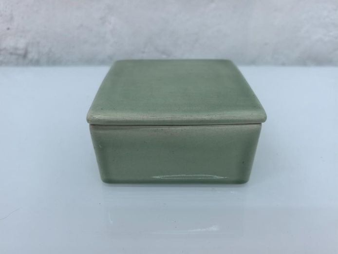 Celadon Green Ceramic Trinket Box with Lid