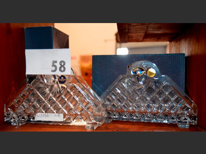 PAIR BOHEMIA CRYSTAL NAPKIN HOLDERS