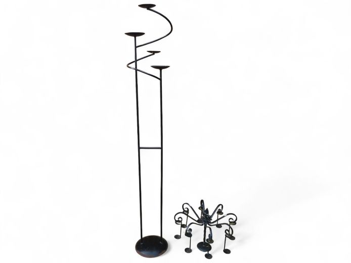 Tall Standing Metal Candelabra & Crown Shaped Candle Stand
