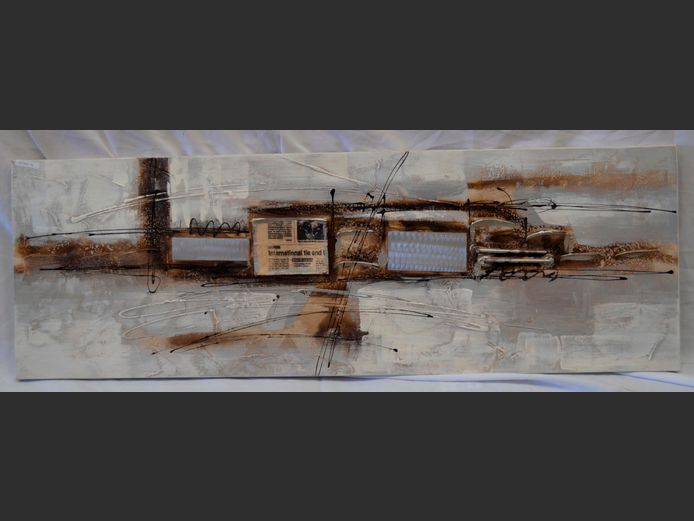 UNFRAMED ABSTRACT MIXED MEDIA, 120 x 40cm