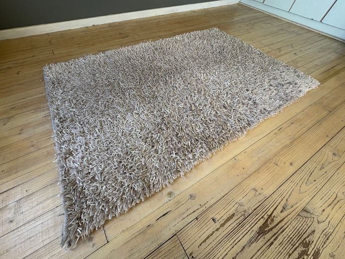 Grey shaggy area rug