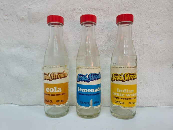 1970s SodaStream Glass Syrup Concentrate Bottles Lot