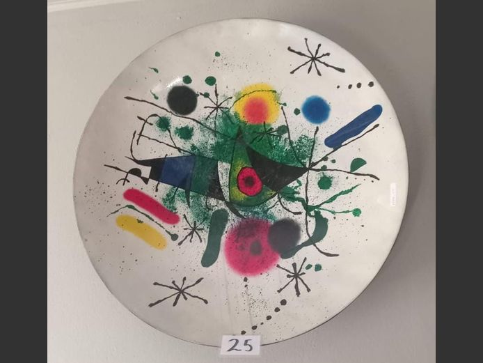 GLASS FIBRE & HAND PAINTED DECORATIVE WALL PLATE "ABSTRACT", 67cm Diameter