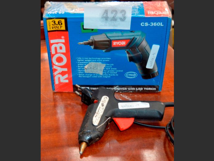 RYOBI CORDLESS SCREW GUN & A MINI GLUE GUN [Switch on]