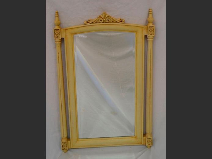 CREAM FRAMED & BEVELLED DRESSING TABLE MIRROR, 98 x 62cm