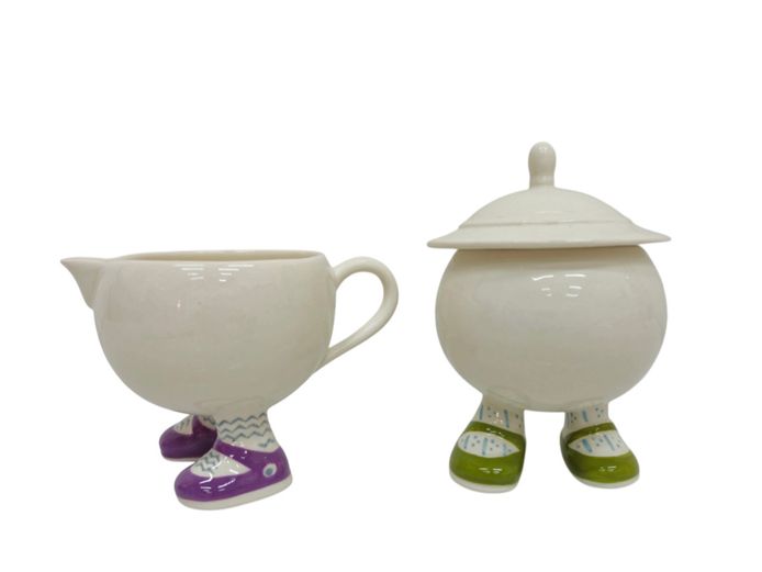 Carlton Ware "Walking Ware" Ceramic Milk Jug and Lidded Sugar Bowl (c. 1970s)