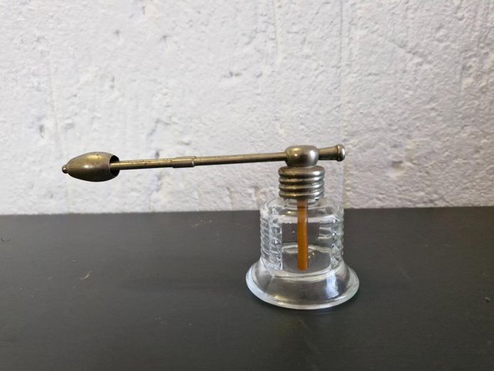 Antique Glass and Metal Medical Throat Atomizer / Sprayer