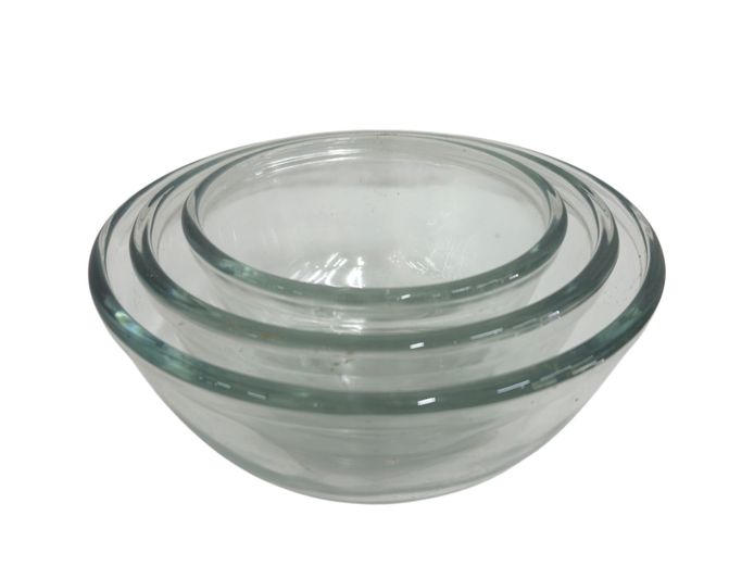Set of Three Nesting Clear Glass Mixing Bowls