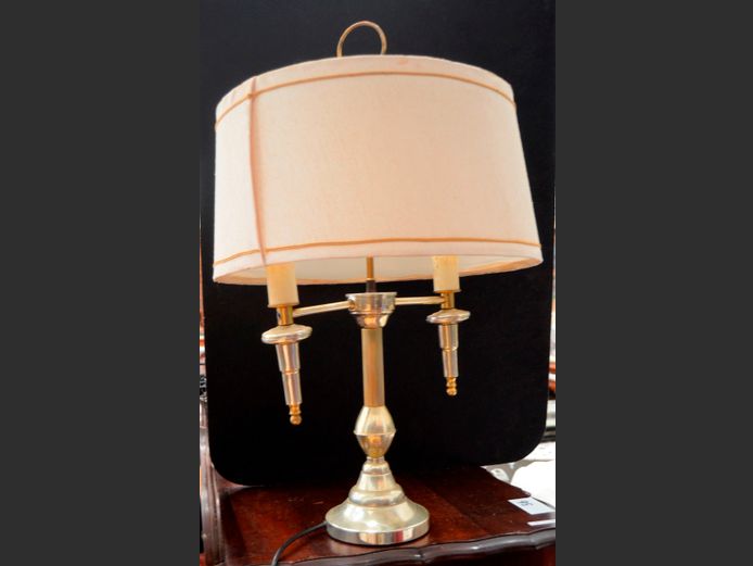 CHROME TABLE LAMP WITH SHADE, 66cm High