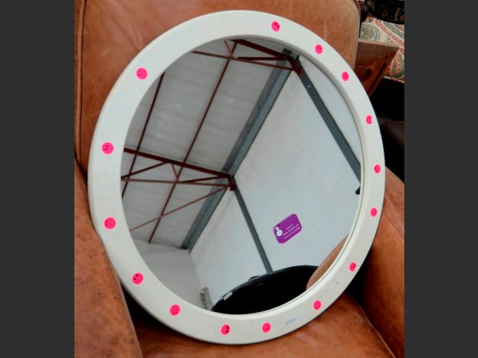 WHITE FRAMED CIRCULAR MIRROR, 61cm Diameter