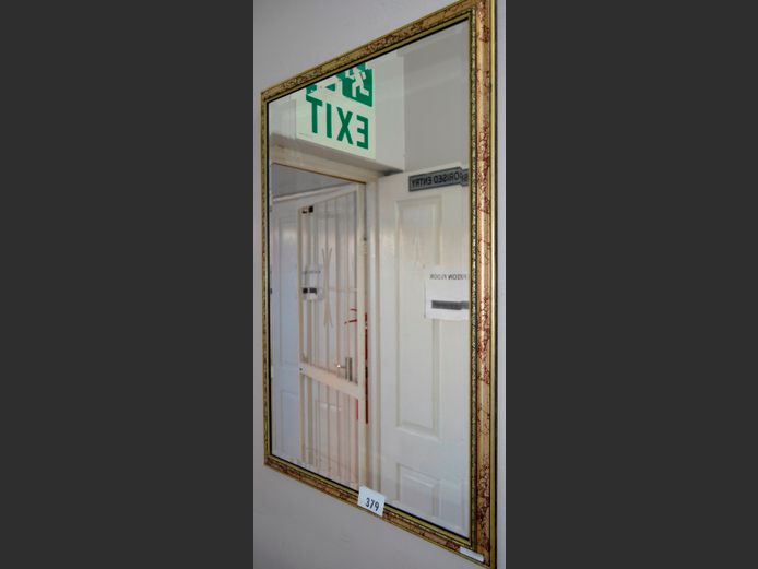 FRAMED & BEVELLED MIRROR, 97 x 67cm