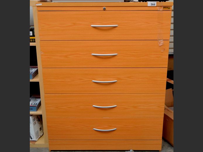 OAK FOIL 5-DRAWER OPTIPLAN, 113 x 60 x 148cm