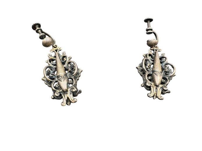 Vintage Ornate Screw-Back Filigree Earrings (c.1930–1950)
