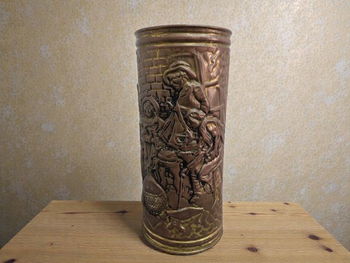 Early 20th Century Repoussé Tavern Brass Umbrella  Stand