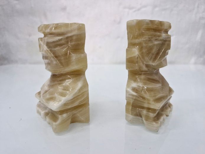 Small Vintage Hand-Carved Mexican Banded Onyx Figures