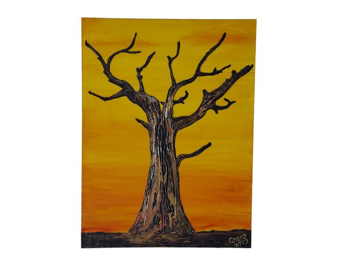 Modern Textured Tree Canvas (Signed)