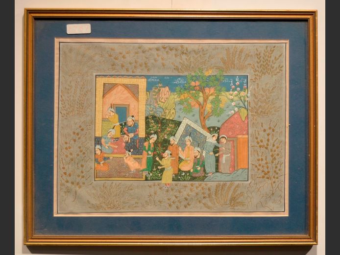 FRAMED WATERCOLOUR ON PAPER "INDIAN CEREMONY", 30.5 x 23cm