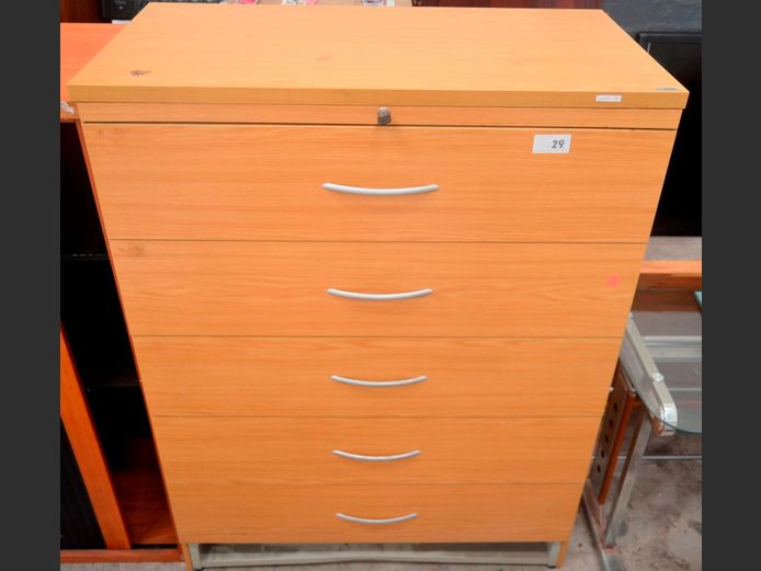 OAK FOIL 5-DRAWER OPTIPLAN, 113 x 60 x 149cm [Base panel needed]