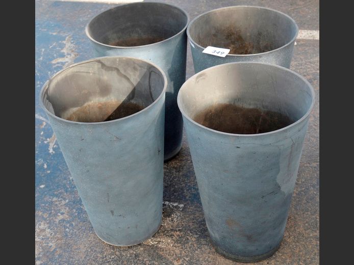 SET OF 4 PLASTIC PLANTERS, 34cm Diameter x 50cm High