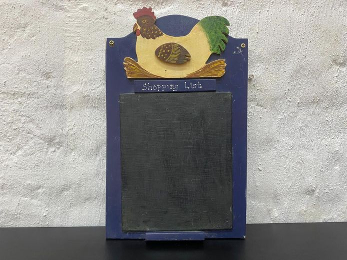 Wooden Rooster Kitchen "Shopping List" Hanging Chalkboard