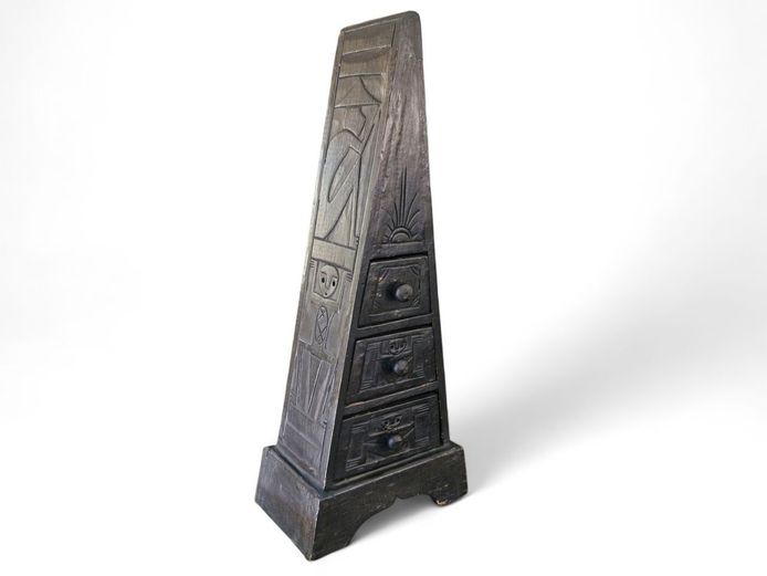 Vintage Hand-Carved Pyramid-Shaped Chest of Drawers