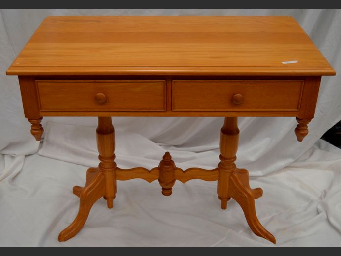 OAK 2-DRAWER HALL TABLE, 91 x 48 x 76cm