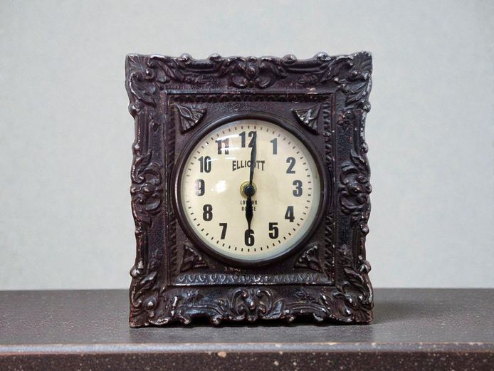 Vintage Elliott of London Ornate Cast Aluminium Mantel Clock