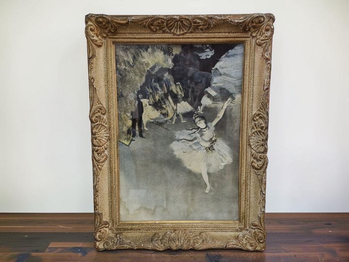 Vintage Edgar Degas "L'Étoile" Print in Ornate Gilt Gesso Frame