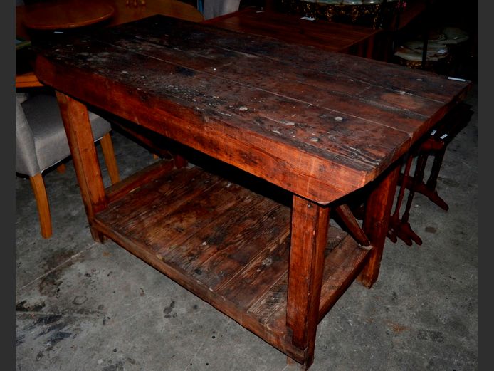 OREGON PINE WORK TABLE, 137 x 65 x 87cm