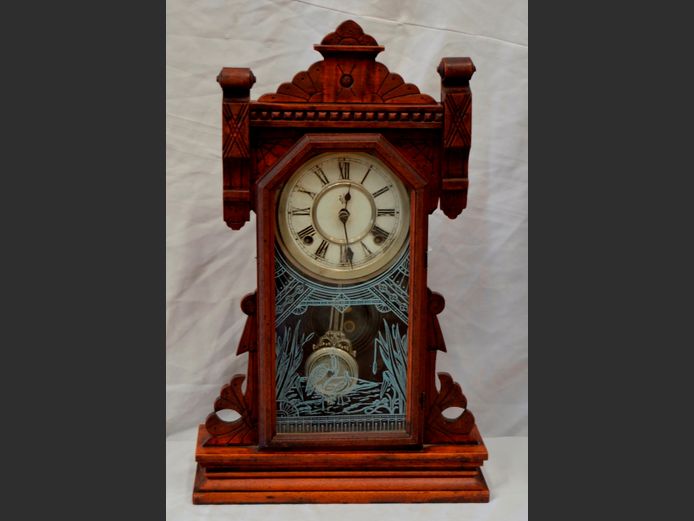 ANTIQUE CARVED PENDULUM CLOCK, 35 x 10 x 56cm