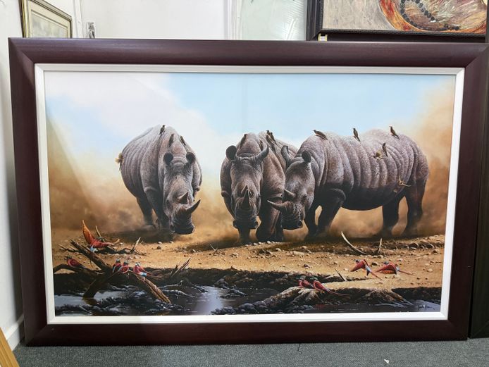Large Rhino Painting by Gareth Hook 