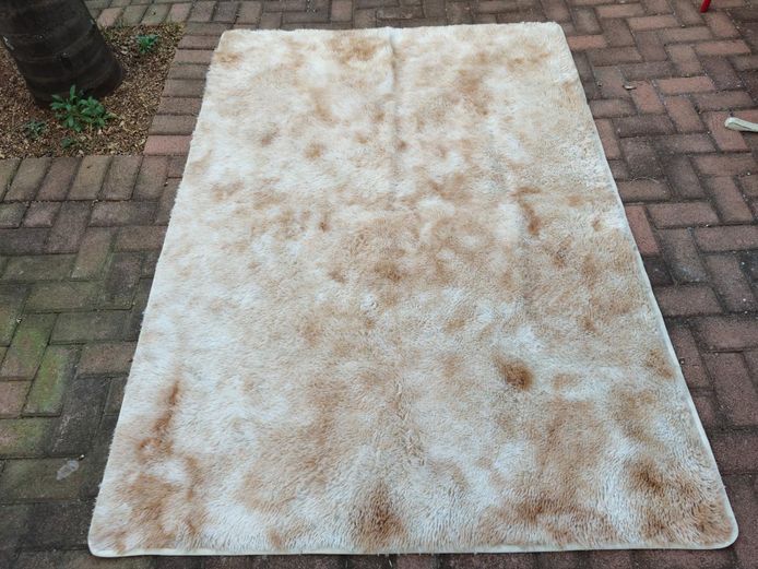 Soft Beige Muted Tie-Dye Plush Fluffy Area Rug