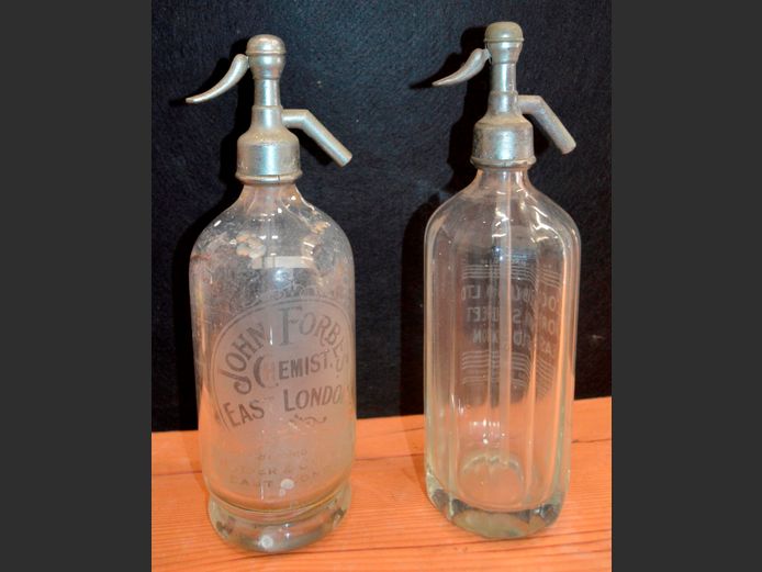 LOT OF 2: VINTAGE COCKBURN SODA SIPHONS, 31cm High