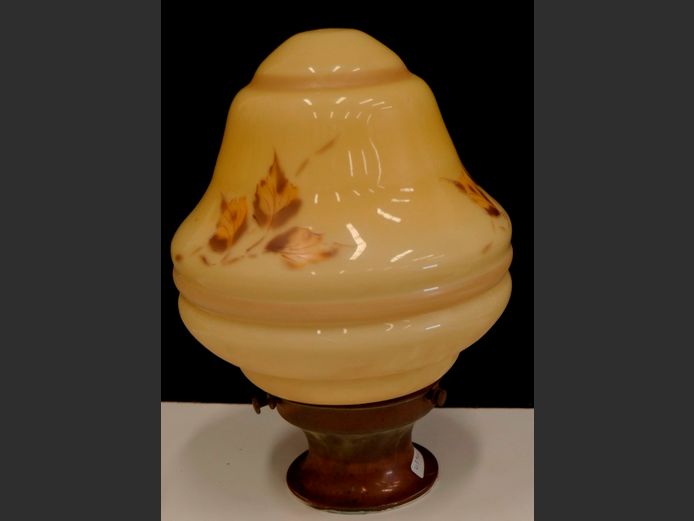 VINTAGE COPPER & GLASS CEILING LIGHT, 30cm High