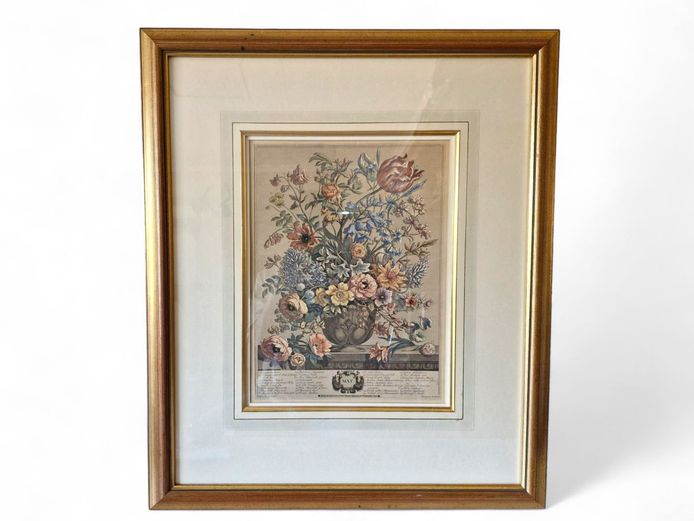 Large Framed Vintage “May Flowers” Lithograph by Robert Furber 